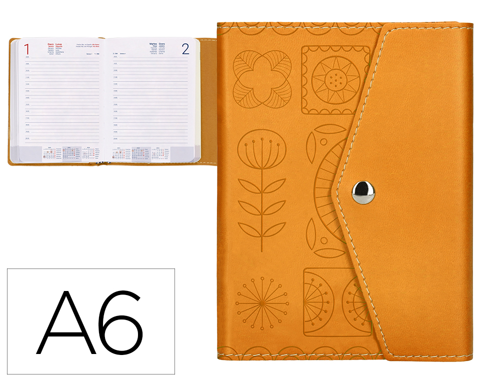 AGENDA ENCUADERNADA LIDERPAPEL THERASIA MINI 2024 DIA PAGINA COLOR AMARILLO PAPEL 70 GR